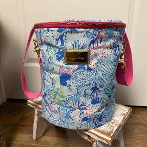 Lilly Pulitzer blues, pinks and greens beach, picnic or pool cooler bag